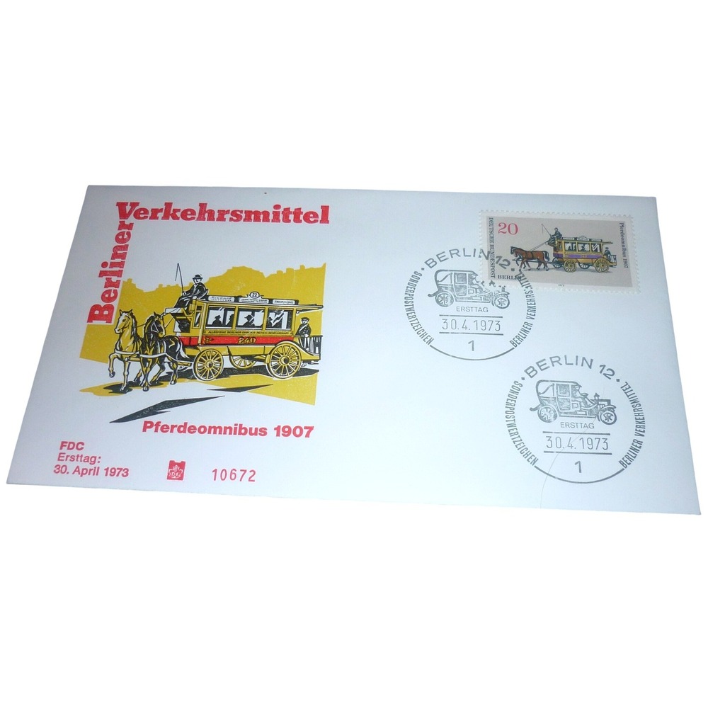 1973 Berlin Germany FDC Pferdeomnibus 1907 First Day Cover Transportation Stamp